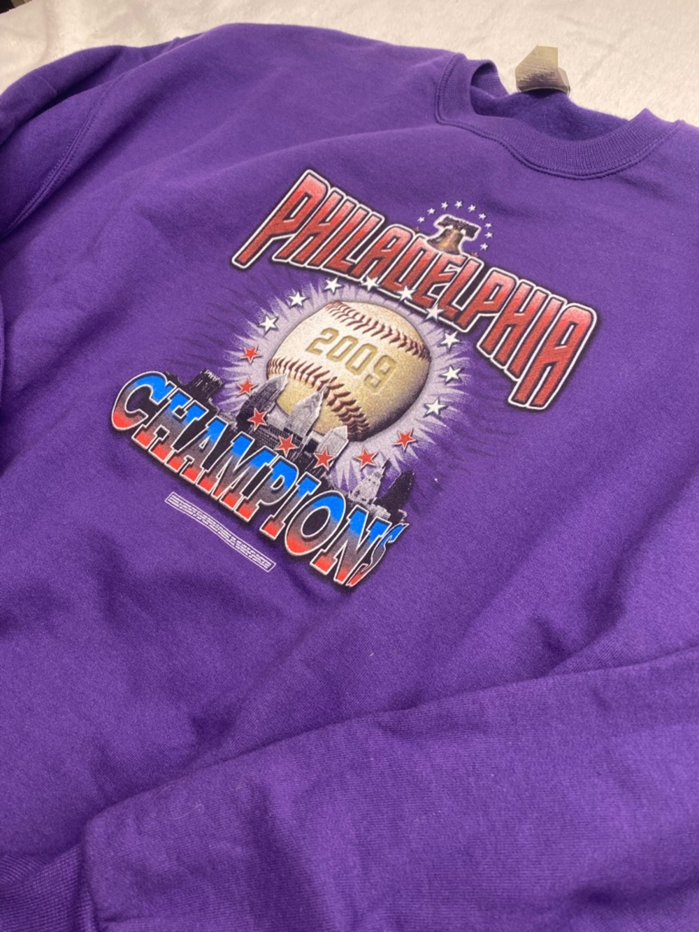 2009 philadelphia championship Baseball Crewneck Sweatshirt Size Xl Purple